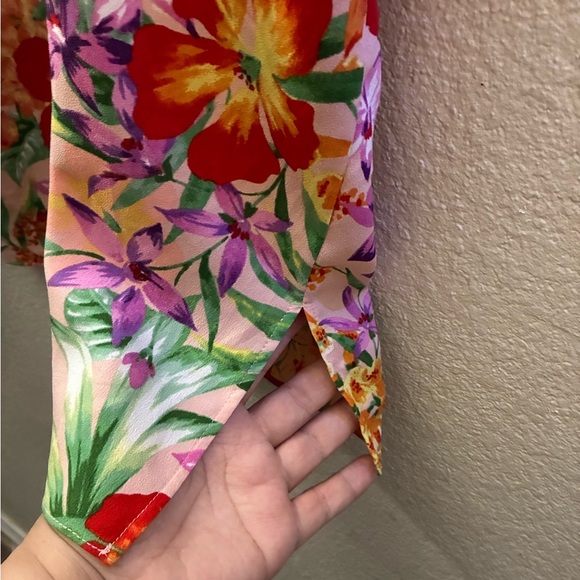 IMAN Women's Tropical Floral Campy Button Up Top Multicolor L - Picture 10 of 13